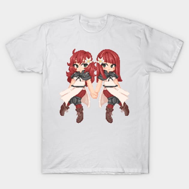 Nier twins pixel art T-Shirt by miooaoyamyam